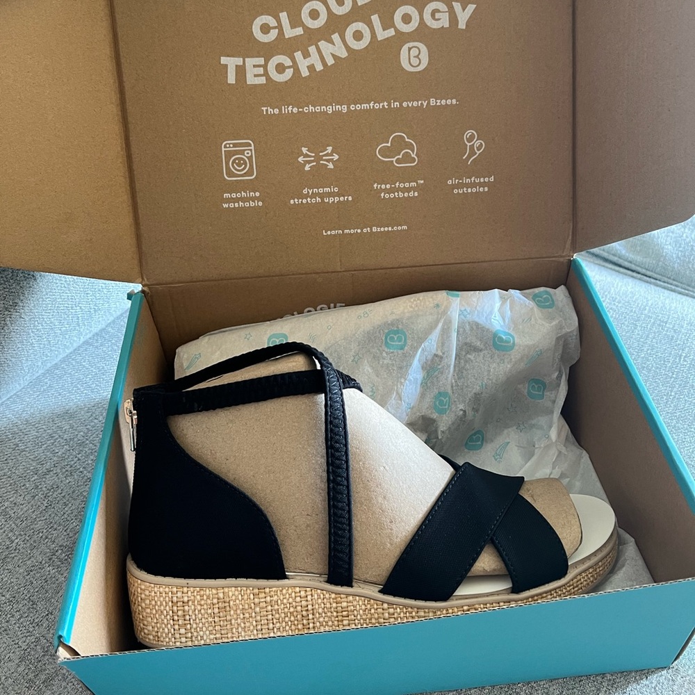 Black wedge sandals size 9M